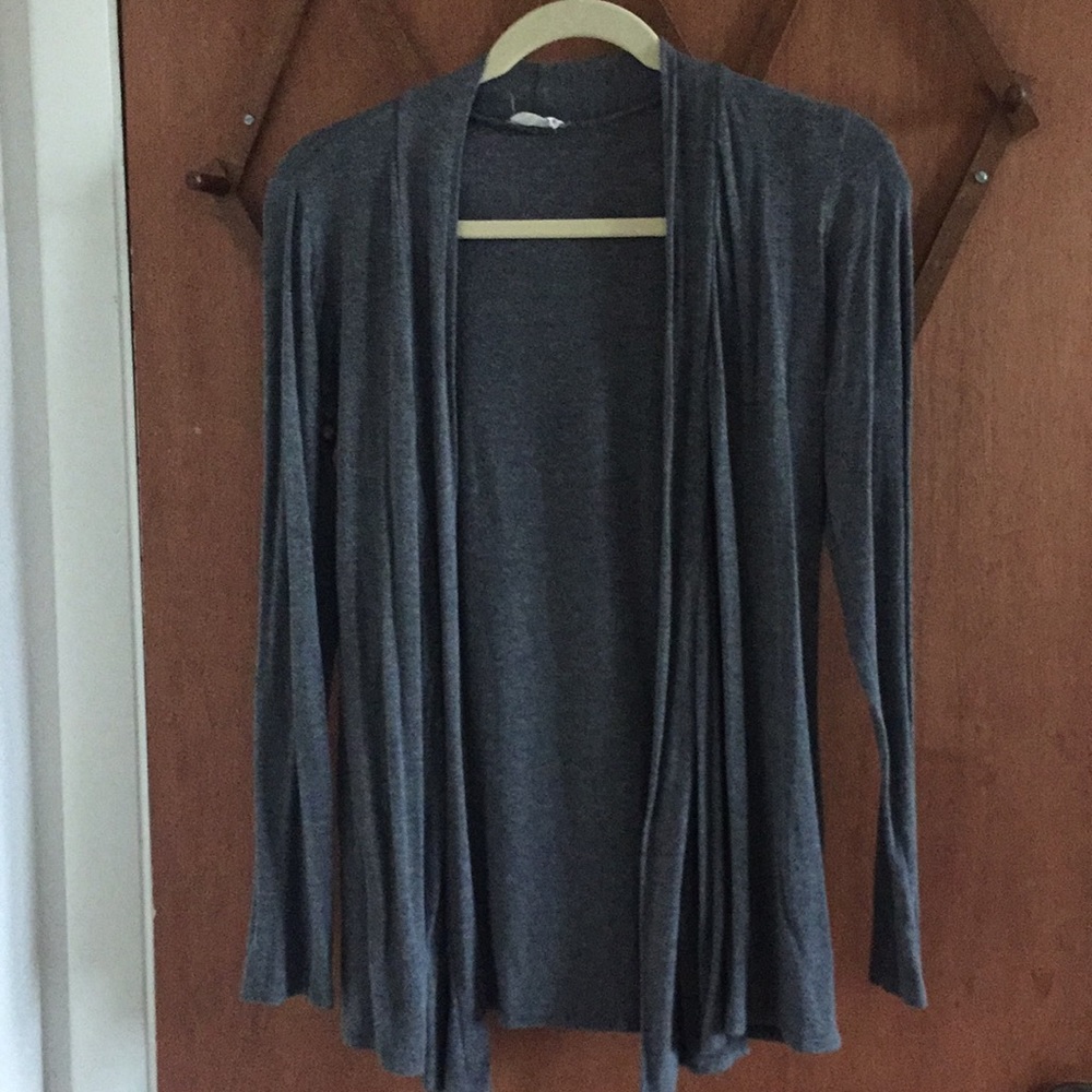 Open front gray cardigan